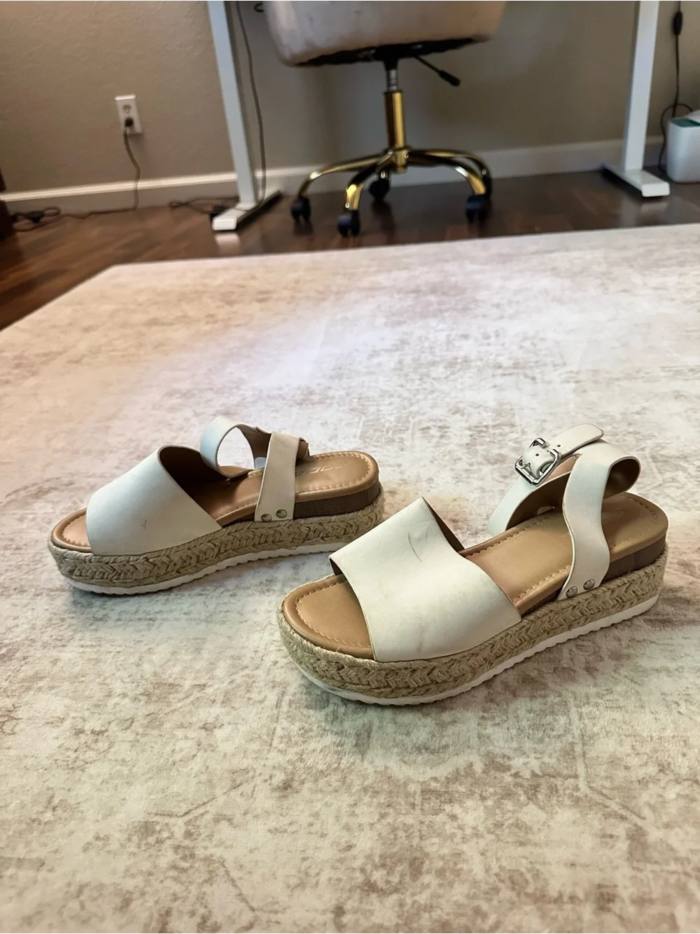 Soda Cream Espadrille Wedge Sandals with Ankle Strap Size 7.5